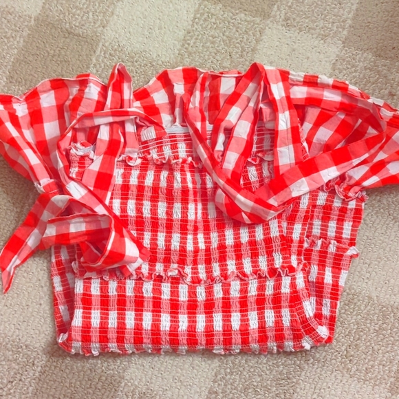 5/$25🎃 Amazon Smocked Red Gingham Ruffle Bow Dress - Picture 2 of 2